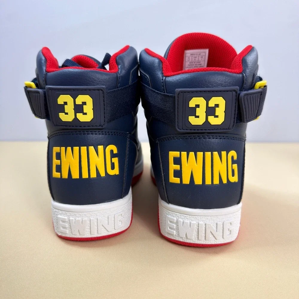 New Ewing‎ Athletics 33 HI Orion Rebound Womens 9.5 Navy Red Yellow Sneakers Box